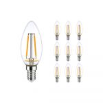 Confezione Multipack 10x Noxion Lucent LED E14 Candela Filamento Chiara 2.5W 250lm - 827 Bianco Molto Caldo | Sostitutiva 25W