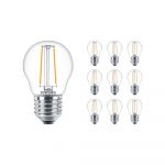 Confezione Multipack 10x Philips Corepro LEDluster E27 Sferica Filamento Chiara 2W 250lm - 827 Bianco Molto Caldo | Sostitutiva 25W