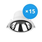 Confezione Multipack 15x Noxion Downlight LED Apollo 20W 2500lm 60D - 840 Bianco Freddo | 220mm - Alu Riflettore - UGR <19